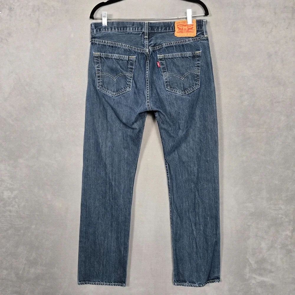 Levis 501 Jeans Mens 34x32 (fits 34x30) Blue Button‎ Fly dark wash